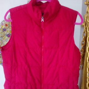 Womens Lands End Down Red Puffer Vest , M